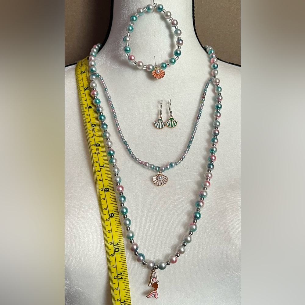 Handmade Jewelry Faux Pearl Necklace Earring Bracelet.for Valentines 💌 - Picture 4 of 5